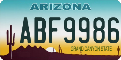 AZ license plate ABF9986