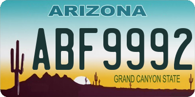 AZ license plate ABF9992