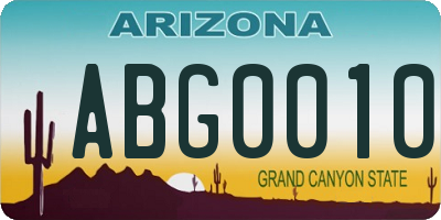 AZ license plate ABG0010