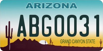 AZ license plate ABG0031