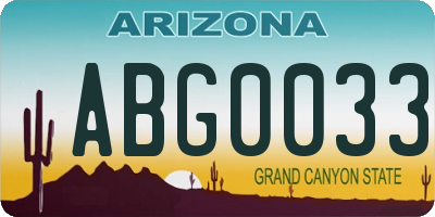 AZ license plate ABG0033