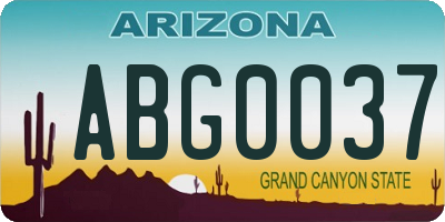 AZ license plate ABG0037