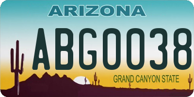 AZ license plate ABG0038