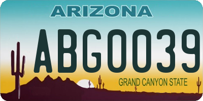 AZ license plate ABG0039