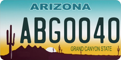 AZ license plate ABG0040