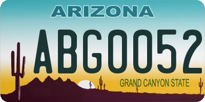 AZ license plate ABG0052