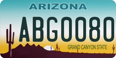 AZ license plate ABG0080