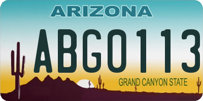 AZ license plate ABG0113