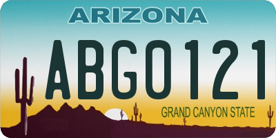 AZ license plate ABG0121