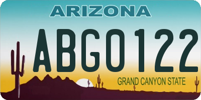 AZ license plate ABG0122