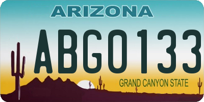 AZ license plate ABG0133