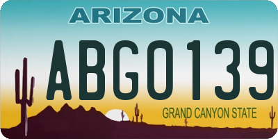 AZ license plate ABG0139