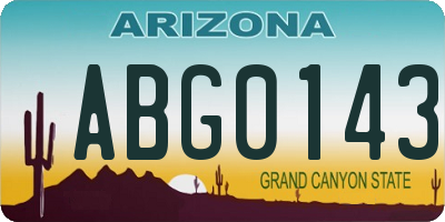 AZ license plate ABG0143