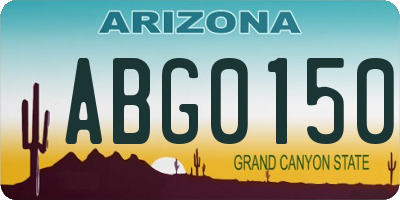 AZ license plate ABG0150