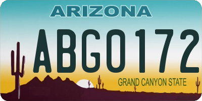 AZ license plate ABG0172