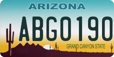 AZ license plate ABG0190