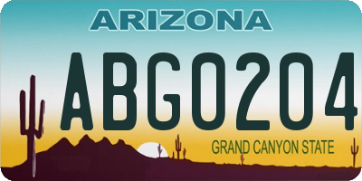 AZ license plate ABG0204