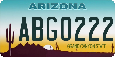 AZ license plate ABG0222
