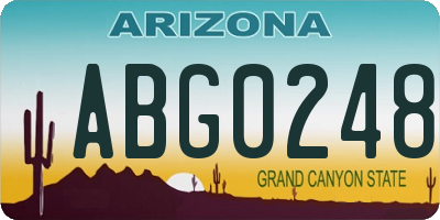 AZ license plate ABG0248