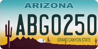 AZ license plate ABG0250