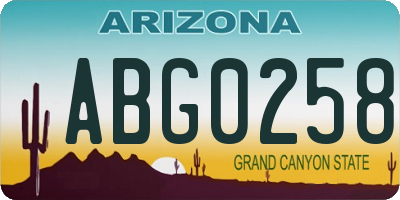 AZ license plate ABG0258