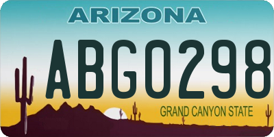 AZ license plate ABG0298