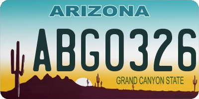 AZ license plate ABG0326