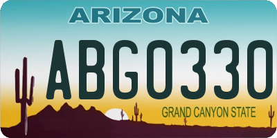 AZ license plate ABG0330