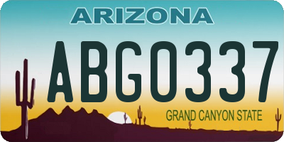 AZ license plate ABG0337