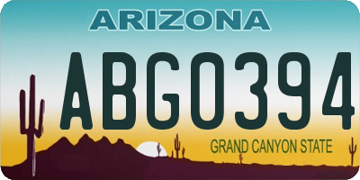 AZ license plate ABG0394