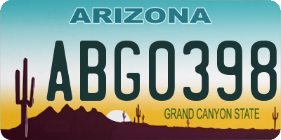 AZ license plate ABG0398