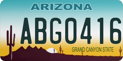 AZ license plate ABG0416