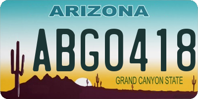 AZ license plate ABG0418