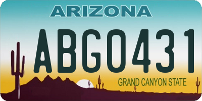 AZ license plate ABG0431