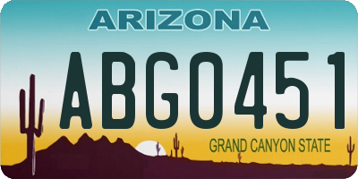 AZ license plate ABG0451