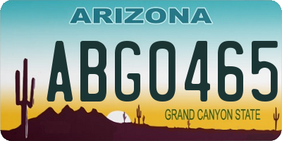 AZ license plate ABG0465