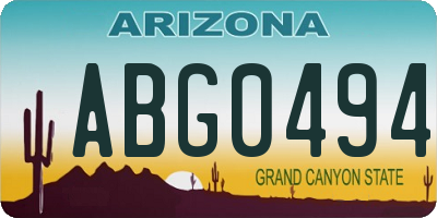 AZ license plate ABG0494
