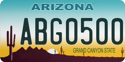 AZ license plate ABG0500
