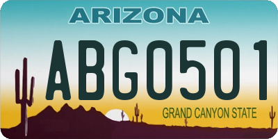 AZ license plate ABG0501