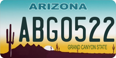 AZ license plate ABG0522