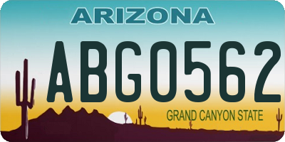 AZ license plate ABG0562