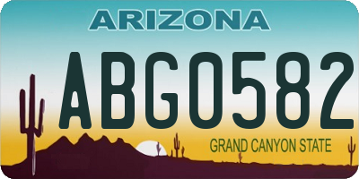 AZ license plate ABG0582
