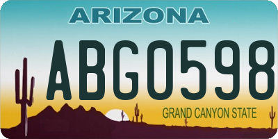 AZ license plate ABG0598