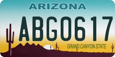 AZ license plate ABG0617