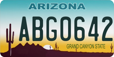 AZ license plate ABG0642