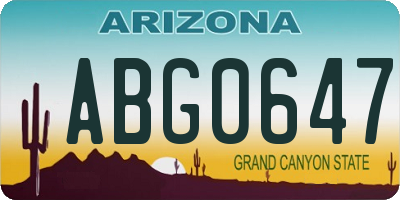 AZ license plate ABG0647