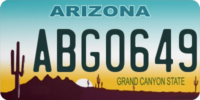 AZ license plate ABG0649