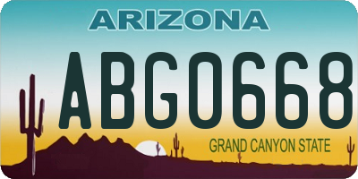 AZ license plate ABG0668