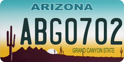 AZ license plate ABG0702
