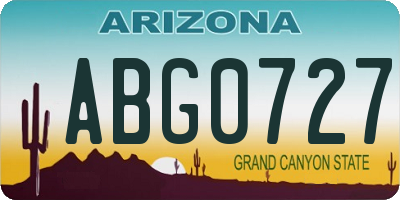 AZ license plate ABG0727